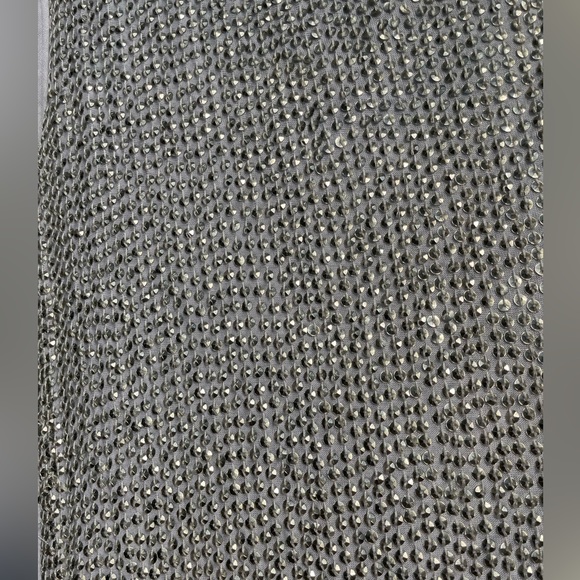 Rare Raw Edge Detail LS T Hand Sewn Antiq Slvr Tiny Sequin so SOFT w/stretch SzM - Picture 8 of 17
